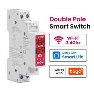 Interruptor Automático Inteligente Wi-Fi de Doble Polo TONGOU TOVMT L-L/N 16A 2 Polos para Aplicación Doméstica Tuya Smart Life - Product Image 1