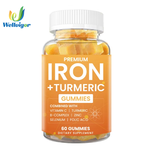 Gomitas Premium de Hierro + Cúrcuma, Vitamina C, Complejo <span class=keywords><strong>B</strong></span>, Zinc, Selenio, Ácido Fólico, Suplemento Diario de Hierro, Apoyo Energético, Salud Inmunológica - Product Image 1