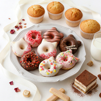 Cetakan Kue Donat Bentuk Kucing Beruang Mini Lucu 6 Cup, Bahan Baja Karbon Anti Lengket, Aman untuk Mesin Cuci Piring