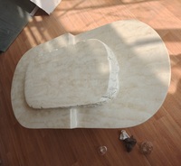 Table basse en fibre de verre, design minimaliste, aspect pierre travertin, ovale, moderne, italienne, pour salon