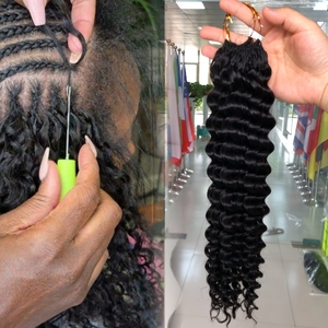 Extensioni per capelli umani Deep Water Wave Feather Crochet, senza nodi, pre-selezionate, ricci birmani, all'ingrosso per intrecciare - Product Image 2