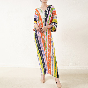 <span class=keywords><strong>Robe</strong></span> maxi bohème <span class=keywords><strong>de</strong></span> haute qualité, manches amples, <span class=keywords><strong>robe</strong></span> décontractée pour femmes, <span class=keywords><strong>robe</strong></span> plissée Miyake, grande <span class=keywords><strong>taille</strong></span> - Product Image 3