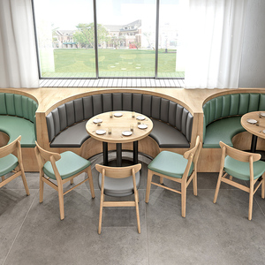 Bar Cafetería Restaurante Conjunto de muebles Tailandia Comida rápida Mesa de comedor y silla Conjunto de lujo Cabina Asientos Sofá para restaurantes - Product Image 6