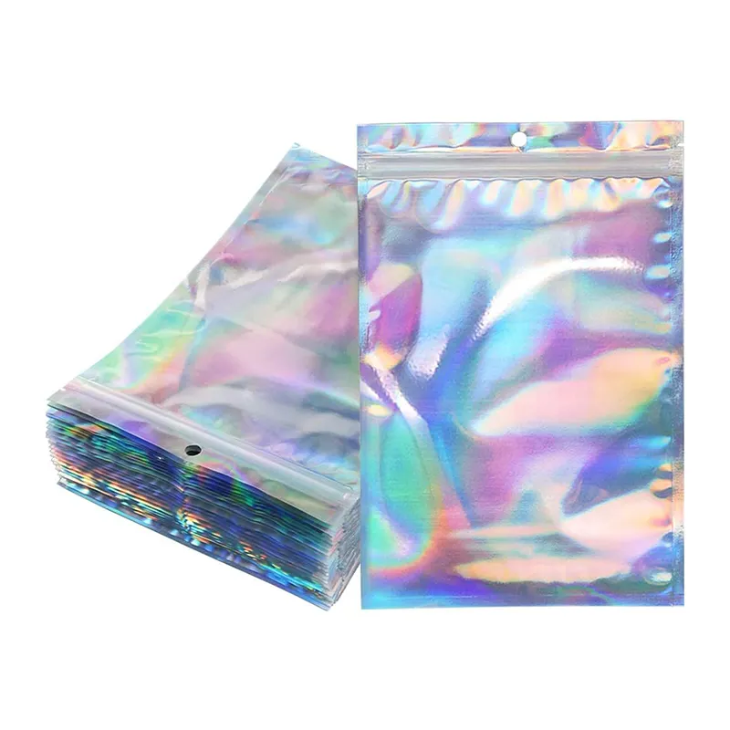 A4 9*16 Cute Long Personalised Aftercare Holographic Plastic Zipped Bags