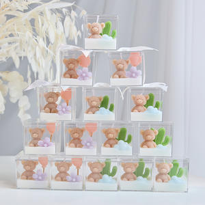 Boîte à <span class=keywords><strong>bougie</strong></span> exclusive en forme d'ours mignon, <span class=keywords><strong>petite</strong></span>, pour baby shower, baptême, mariage, anniversaires, faite à la main, en cire de soja, aromathérapie à la lavande, écologique - Product Image 1