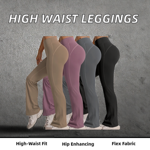 กางเกงเลกกิ้งโยคะเอวสูงสำหรับผู้หญิง ผ้าระบายอากาศ แห้งเร็ว ยืดหยุ่นสูง สีพื้น เหมาะสำหรับวิ่ง ออกกำลังกาย เล่นกีฬา ช่วยยกสะโพก - Product Image 3