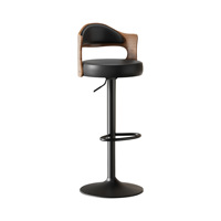 Tabourets de bar en bois massif, design moderne et minimaliste, hauteur réglable, pivotants, structure métallique, pour usage commercial et domestique, avec dossier.