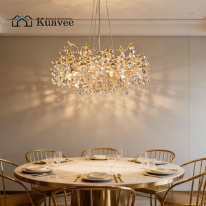 Lámpara Decorativa de Techo para Proyecto Kuavee <span class=keywords><strong>Villa</strong></span>, Lámpara de Araña LED de Aluminio con Forma de Árbol de Cristal Dorado, Lujosa y Personalizada - Product Image 5