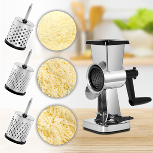 3-in-1 Multi-functional <strong>Rotary</strong> <strong>Cheese</strong> <strong>Grater</strong> &amp; Vegetable Slicer, Manual Stainless Steel Drum <strong>Grater</strong> with Strong Suction Base - Product Image 4