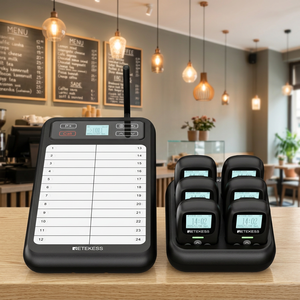 IP54 กันน้ำ คาเฟ่ ร้านอาหาร ห้องครัว พนักงานเสิร์ฟ ระบบเพจเจอร์ กระดานเขียนได้ เครื่องส่งสัญญาณ เสียงบี๊บ การสั่นสะเทือน ระยะ 800 ม. ABS - Product Image 1