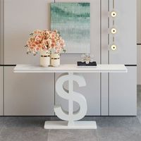 Console moderne pas chère avec finition miroir, pieds en acier inoxydable, table console en bois pour couloir