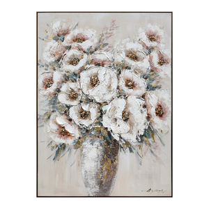 Décoration de maison de style moderne, fleurs blanches, nature morte, peinture botanique sur toile, art mural, peinture à l'huile de fleurs avec cadre en bois - Product Image 1