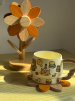 Support décoratif en bois pour sous-verres avec 5 pétales détachables pour la décoration de la cuisine et de la table à manger