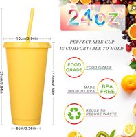 Gobelet de 24oz avec paille et couvercle Gobelets en plastique colorés pour les fêtes et les anniversaires