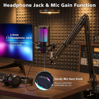 Nuevo Micrófono de Condensador RGB USB Tipo-C con Cancelación de Ruido, Kit Portátil para Gaming, Patrón Polar Cardioide, Soporte de Brazo de Escritorio para PC