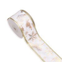 Ruban en polyester de luxe de 5 cm avec bordure filée pour nœuds d'arbre, fabrication de couronnes, guirlandes, décorations de fête de Noël, 10 yards/rouleau