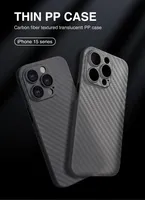 Coque de téléphone portable en fibre de carbone PP pour iPhone 16 15 14 13 12 Coque ultra-mince pour iPhone XR/XS/7/8