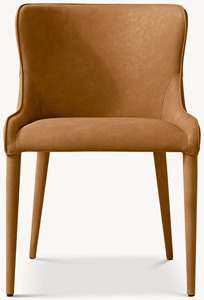 Lujosa Silla de comedor de lujo con respaldo alto para hotel, cocina de cuero blanco con puntas de alas suaves adornadas con tachuelas aplicadas a mano - Product Image 3