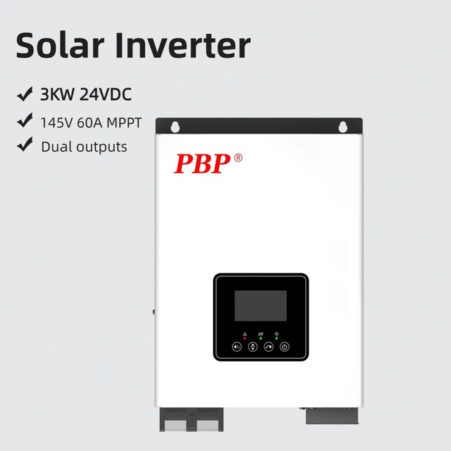 PBP WIFI Remote 3000W Dual Output Automatic Hybrid Grid Tie Inverter 24VDC Input Single Phase 230VAC 50/60Hz 90-93% Efficiency