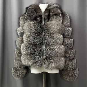 厂家批发休闲棉丝可逆透气蓬松时尚女士厚保暖狐狸毛大衣短高街款式 - Product Image 1