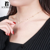 Ensemble de bijoux ICEBELA en argent sterling 925 italien, chaîne de style hip-hop en or 14 carats, chaîne à maillons en forme de boule de 1,4 mm, collier pour femmes