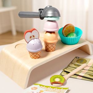 Carrito de Helados de Madera para Niños, Juguete de Simulación de Cocina <span class=keywords><strong>con</strong></span> Helados, Cuchara y Menú - Product Image 2