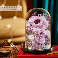 Bouquet de roses éternelles de luxe, fleurs séchées sous cloche en verre, ornement artisanal, fleur éternelle, cadeau pour la Saint-Valentin, anniversaire, pour femmes