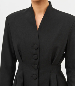 Traje de Negocios Nuevo de Otoño Invierno para <span class=keywords><strong>Mujer</strong></span>, Estilo Retro Europeo Americano de Alta Gama, <span class=keywords><strong>Blazer</strong></span> Cruzado con Cuello en V y Pantalones Acampanados - Product Image 4