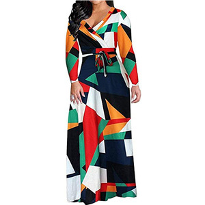 <span class=keywords><strong>Robe</strong></span> <span class=keywords><strong>longue</strong></span> décontractée à imprimé floral pour femme, taille plus (S-5XL), col en V croisé, manches longues, avec fonction antistatique, taille naturelle <span class=keywords><strong>H</strong></span>-2348 - Product Image 3