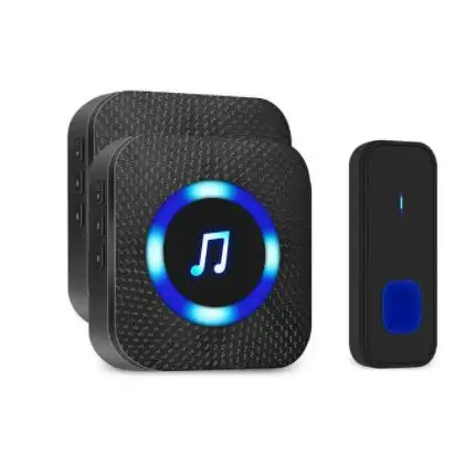 Беспроводной светодиодный дверной звонок, водонепроницаемый уличный, для домашней безопасности, с кнопкой и приемником, 1000 футов