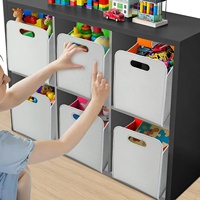 Lot de 6 paniers de rangement pliables en tissu rectangulaires colorés de 14x10 pouces avec poignée pour l'organisation des étagères de la maison et des placards