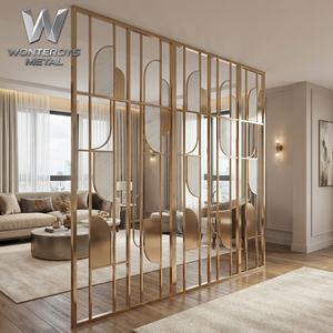 Mampara de Cristal Acrílico y Acero Inoxidable de Lujo Moderno Personalizable, Diseño a Medida para Oficina, Hotel, Restaurante - Product Image 5