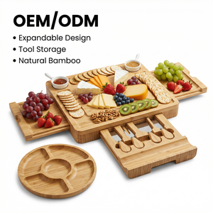 Plateau de service pour l'accueil et les réceptions, ensemble de planches à <span class=keywords><strong>charcuterie</strong></span>, ensemble de planches à <span class=keywords><strong>fromage</strong></span> en bambou, plateau à <span class=keywords><strong>charcuterie</strong></span> - Product Image 1