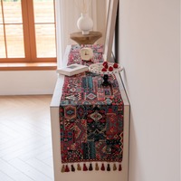 Summer Anne's Factory Direct Supply Jacquard Rouge Festival Chemin de table géométrique