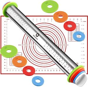 Kitchen Accessories Rolling Pins with Adjustable <b>Thickness</b> <b>Rings</b> Stainless Steel Rolling Pin - Product Image 1