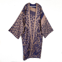 Ensemble Abaya Cardigan et Châle en Viscose Jacquard Floral Bohème, Fait Main, Long et Élégant, Idéal pour les Festivals et la Maison
