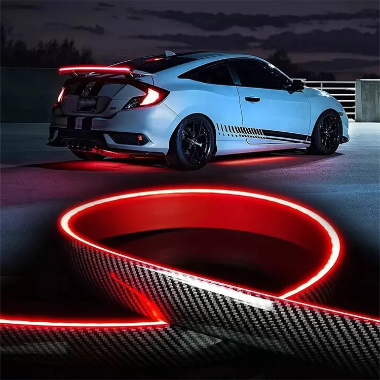 49 Zoll schwarz Heckspoiler Lip Light Strip Auto Drittes Bremslicht Fahren Blinker Warnung Bremsleuchte Kohle faser LED-Streifen