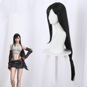 Peluca Sintética Negra Natural Larga y Lisa de 90 cm de Ainizi, Peluca de Cosplay de <span class=keywords><strong>Tifa</strong></span> Lockhart de <span class=keywords><strong>Final</strong></span> <span class=keywords><strong>Fantasy</strong></span> VII para Mujer - Product Image 4