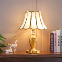 Lámpara de Escritorio de Cobre de Estilo Europeo Antiguo Retro Tradicional, con Brazo Flexible y Luz para el Cuidado de los Ojos, para Dormitorio, Sala de Estar, Estudio u Oficina