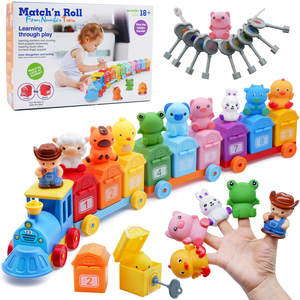 Juguetes de trenes de animales con cerraduras y llaves, juego de trenes para contar y clasificar, juguetes de aprendizaje Montessori de animales - Product Image 1
