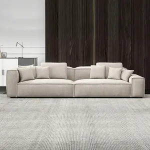 Cắt sofa đặt lớn màu trắng vải Ý sang trọng hiện đại cong đồ nội thất phòng khách Modular ghế sofa