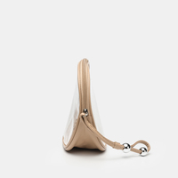 Pochette cosmétique en PU en forme de coquille avec fenêtre transparente en PVC, trousse de toilette portable pour voyage, OEM ODM, logo personnalisé