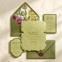 Carte de vœux en papier d'art gaufré avec impression numérique couleur, invitation de mariage, design de motif en relief 3D de luxe, haute qualité, épaisse