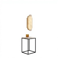 Applique murale LED de luxe en métal et albâtre espagnol naturel, design rétroéclairé avec finitions personnalisées disponibles, intensité réglable