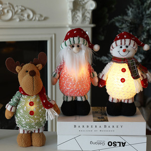 Adornos Navideños Hechos a Mano, Muñecos Luminosos de Santa Claus, Muñeco de Nieve y Alce, Figuras Decorativas con Luz - Product Image 1