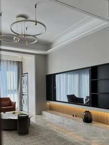 Meuble <span class=keywords><strong>TV</strong></span> mural intégral <span class=keywords><strong>de</strong></span> luxe moderne en acier inoxydable anti-insectes pour appartement, vente directe usine HAIYUE - Product Image 2