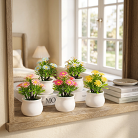 Mini-plantes artificielles de marguerites en pot, fleurs artificielles colorées, bonsaï en pot en plastique pour la décoration de la maison, de la table et du bureau (vente en gros)