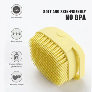 New <b>Hair</b> Cute Portable Travel Silicone Super Soft Brsitles Scalp Massager Yellow Shampoo <b>Brush</b> Plastic <b>Toddler</b> Cleansing <b>Brush</b> - Product Image 3