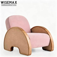 WISEMAX FURNITURE - Chaise d'appoint en bois et rotin de style nordique Wabi-sabi pour salon, hôtel, bureau, café, villa