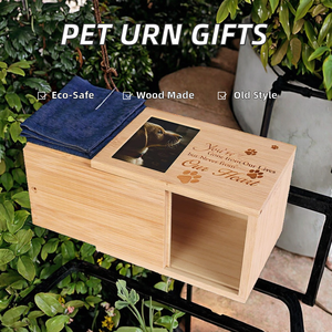 Grosir guci hewan peliharaan kayu kustom hadiah Memorial kalung anjing dan kucing dengan kantung beludru Funerall kata pola peringatan pemakaman - Product Image 3